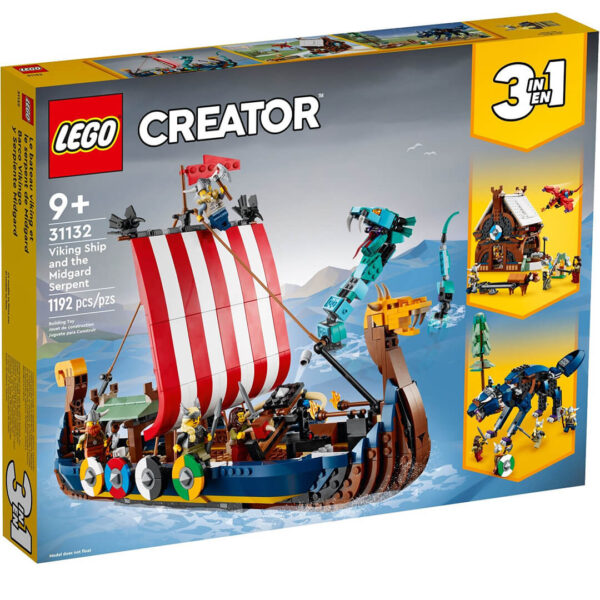 LEGO Creator 3w1 31132 Statek wikingów i wąż z Midgardu pudełko
